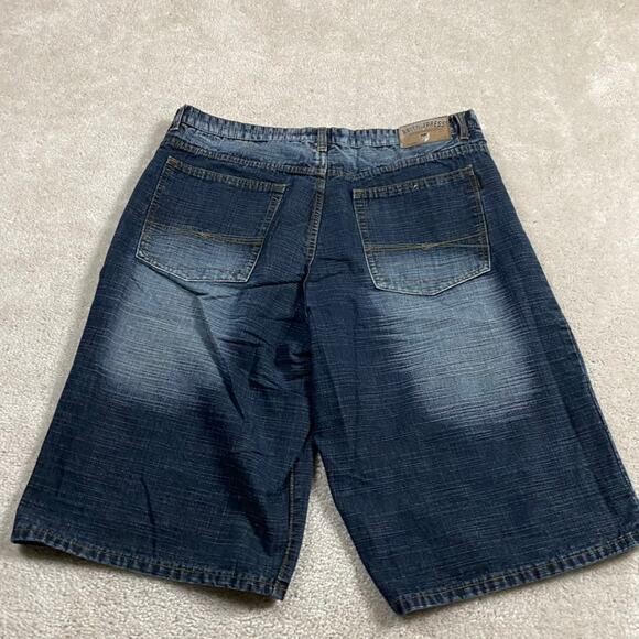 Y2K BKLYN Express Jean Shorts Mens 40* Jorts Denim Grunge Skater Baggy Faded - Picture 1 of 9